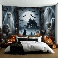 Halloween Tapestry Banners Wall Hangings Grim Reaper Pumpkin Dark Punk Gothic Style Party Dorm Shooting Backgrounds Decorations Wall Door Background