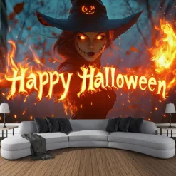 Halloween Tapestry Banners Blanket Skeleton Pumpkin 3D Fantasy Party Dorm Shooting Backgrounds Decorations Wall Door Background
