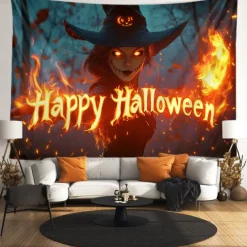 Halloween Tapestry Banners Blanket Skeleton Pumpkin 3D Fantasy Party Dorm Shooting Backgrounds Decorations Wall Door Background