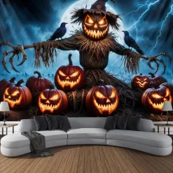 Halloween Tapestry Banners Blanket Skeleton Pumpkin Dark Punk Gothic Style Party Dorm Shooting Backgrounds Decorations Wall Door Background