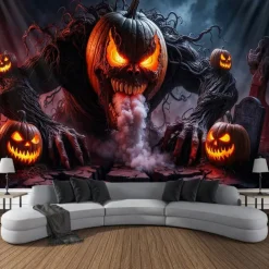 Halloween Tapestry Banners Blanket Skeleton Pumpkin Dark Punk Gothic Style Party Dorm Shooting Backgrounds Decorations Wall Door Background