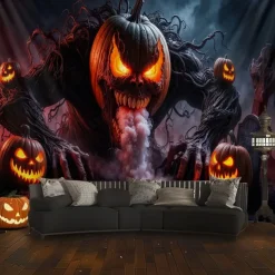 Halloween Tapestry Banners Blanket Skeleton Pumpkin Dark Punk Gothic Style Party Dorm Shooting Backgrounds Decorations Wall Door Background