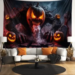 Halloween Tapestry Banners Blanket Skeleton Pumpkin Dark Punk Gothic Style Party Dorm Shooting Backgrounds Decorations Wall Door Background