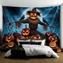 Halloween Tapestry Banners Blanket Skeleton Pumpkin Dark Punk Gothic Style Party Dorm Shooting Backgrounds Decorations Wall Door Background