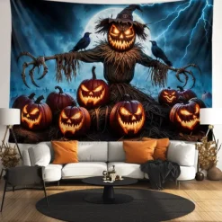Halloween Tapestry Banners Blanket Skeleton Pumpkin Dark Punk Gothic Style Party Dorm Shooting Backgrounds Decorations Wall Door Background