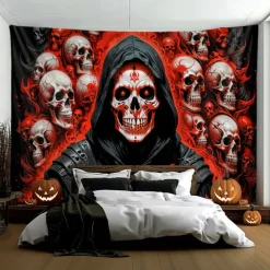 Halloween Tapestry Banners Blanket Grim Reaper Vampire Dark Punk Gothic Style Party Dorm Shooting Backgrounds Decorations Wall Door Background