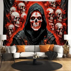 Halloween Tapestry Banners Blanket Grim Reaper Vampire Dark Punk Gothic Style Party Dorm Shooting Backgrounds Decorations Wall Door Background