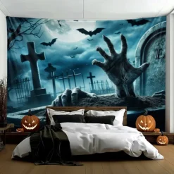 Halloween Tapestry Banners Wall Hangings Skeleton Pumpkin Dark Punk Gothic Style Party Dorm Shooting Backgrounds Decorations Wall Door Background