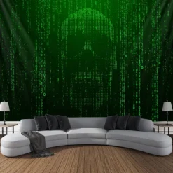 Halloween Tapestry Banners Wall Hangings Skeleton Hacker Modern 3D Party Dorm Shooting Backgrounds Decorations Wall Door Background