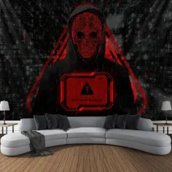 Halloween Tapestry Banners Wall Hangings Skeleton Hacker Modern 3D Party Dorm Shooting Backgrounds Decorations Wall Door Background