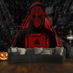 Halloween Tapestry Banners Wall Hangings Skeleton Hacker Modern 3D Party Dorm Shooting Backgrounds Decorations Wall Door Background