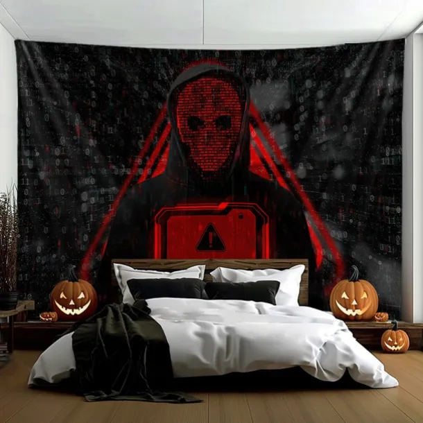 Halloween Tapestry Banners Wall Hangings Skeleton Hacker Modern 3D Party Dorm Shooting Backgrounds Decorations Wall Door Background