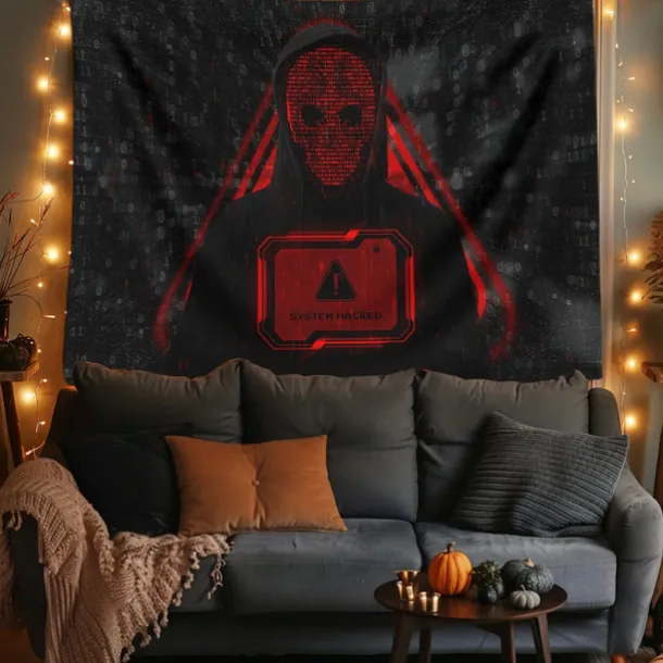Halloween Tapestry Banners Wall Hangings Skeleton Hacker Modern 3D Party Dorm Shooting Backgrounds Decorations Wall Door Background