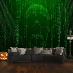Halloween Tapestry Banners Wall Hangings Skeleton Hacker Modern 3D Party Dorm Shooting Backgrounds Decorations Wall Door Background