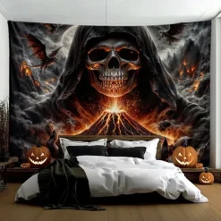 Halloween Tapestry Banners Wall Hangings Skeleton 3D Dark Punk Gothic Style Party Dorm Shooting Backgrounds Decorations Wall Door Background