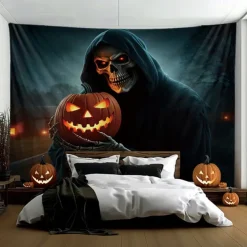 Halloween Tapestry Banners Wall Hangings Grim Reaper Pumpkin Dark Punk Gothic Style Party Dorm Shooting Backgrounds Decorations Wall Door Background