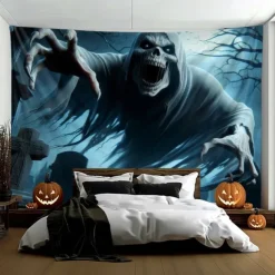 Halloween Tapestry Banners Wall Hangings Skeleton Ghost Dark Punk Gothic Style Party Dorm Shooting Backgrounds Decorations Wall Door Background