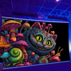 Halloween Tapestry Blanket Wall Hangings Mushroom Cat Animal Psychedelic Bedroom Living Room Dorm Decorations Wall Door Background