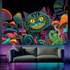 Halloween Tapestry Blanket Wall Hangings Mushroom Cat Animal Psychedelic Bedroom Living Room Dorm Decorations Wall Door Background