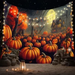 Halloween Tapestry Blanket Wall Hangings Pumpkin 3D Dark Punk Gothic Style Bedroom Living Room Dorm Decorations Wall Door Background