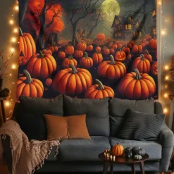 Halloween Tapestry Blanket Wall Hangings Pumpkin 3D Dark Punk Gothic Style Bedroom Living Room Dorm Decorations Wall Door Background