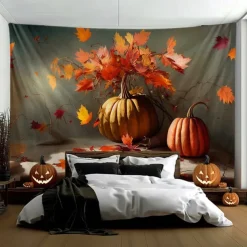 Halloween Tapestry Blanket Wall Hangings Pumpkin 3D Dark Punk Gothic Style Bedroom Living Room Dorm Decorations Wall Door Background