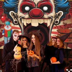 Halloween Tapestry Garage Door Cover Large Hanging Backdrop Clown Dark Punk Gothic Style Party Outdoor Shooting Backgrounds Yard Haunted House Decorations Wall Door Background