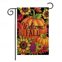 Halloween Thanksgiving Garden Flag - Double-Sided Seasonal Yard Banner for Fall Decorations - Durable and Weather-Resistant Polyester Flag for Outdoor Lawn, Porch, or Garden Decor