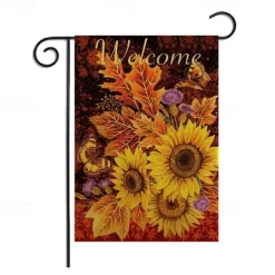 Halloween Thanksgiving Garden Flag - Double-Sided Seasonal Yard Banner for Fall Decorations - Durable and Weather-Resistant Polyester Flag for Outdoor Lawn, Porch, or Garden Decor