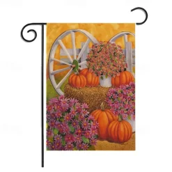 Halloween Thanksgiving Garden Flag - Double-Sided Seasonal Yard Banner for Fall Decorations - Durable and Weather-Resistant Polyester Flag for Outdoor Lawn, Porch, or Garden Decor