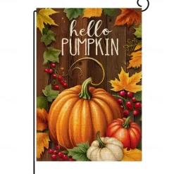 Halloween Thanksgiving Garden Flag - Double-Sided Seasonal Yard Banner for Fall Decorations - Durable and Weather-Resistant Polyester Flag for Outdoor Lawn, Porch, or Garden Decor