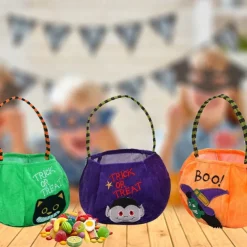Halloween Treat Bags Candy Bags Trick or Treat Pumpkin/Vampire Tote Bags with Handle for Halloween Party Decoration Supplies