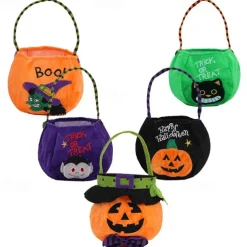Halloween Treat Bags Candy Bags Trick or Treat Pumpkin/Vampire Tote Bags with Handle for Halloween Party Decoration Supplies