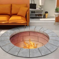 Halloween Trick Eye Fire Doormat Kitchen Mat Floor Mat Non-Slip Area Rug Oil Proof Rug Indoor Outdoor Mat Bedroom Decor Bathroom Mat Entrance Rug