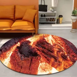 Halloween Trick Eye Fire Doormat Kitchen Mat Floor Mat Non-Slip Area Rug Oil Proof Rug Indoor Outdoor Mat Bedroom Decor Bathroom Mat Entrance Rug