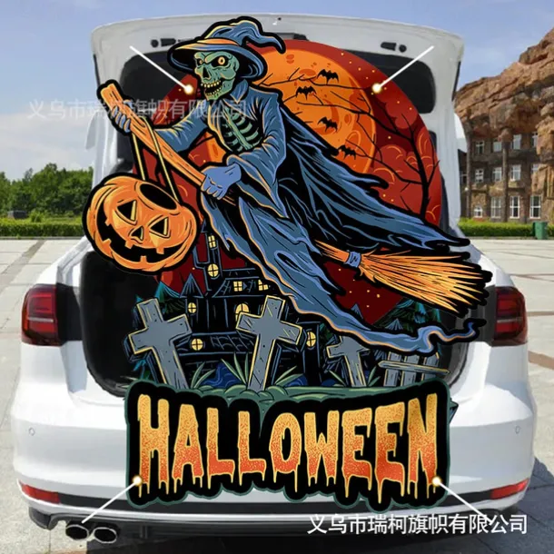 Halloween Trunk Treat Car Banner Car Decoration,Ghost Halloween Decorations Halloween Fabric Car Decoration Halloween Car Trunk Decoration Ghost Pumpkin Wall Covering