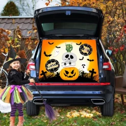 Halloween Trunk Treat Car Banner Car Decoration,Ghost Halloween Decorations Halloween Fabric Car Decoration Halloween Car Trunk Decoration Ghost Pumpkin Wall Covering