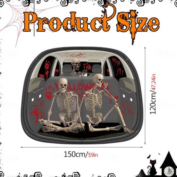 Halloween Trunk Treat Car Banner Car Decoration,Ghost Halloween Decorations Halloween Fabric Car Decoration Halloween Car Trunk Decoration Ghost Pumpkin Wall Covering