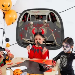 Halloween Trunk Treat Car Banner Car Decoration,Ghost Halloween Decorations Halloween Fabric Car Decoration Halloween Car Trunk Decoration Ghost Pumpkin Wall Covering