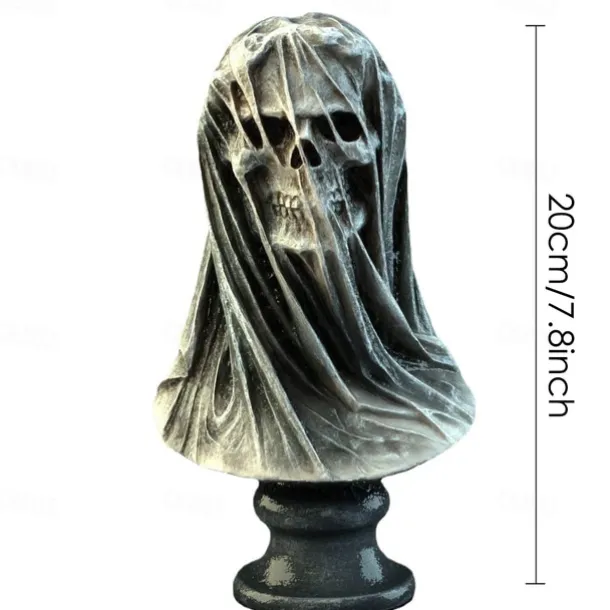 Halloween Veil Reaper Skull Home Decoration Interior Art Desktop Decoration Halloween Resin Crafts Halloween Skeleton Decoration