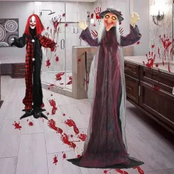 Halloween Voice-Controlled Standing Ghost Clown Glowing Ghost Witch Secret Room Escape Haunted House Courtyard Decoration Props