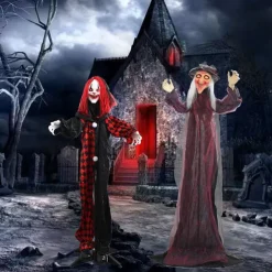 Halloween Voice-Controlled Standing Ghost Clown Glowing Ghost Witch Secret Room Escape Haunted House Courtyard Decoration Props