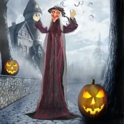 Halloween Voice-Controlled Standing Ghost Clown Glowing Ghost Witch Secret Room Escape Haunted House Courtyard Decoration Props