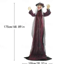 Halloween Voice-Controlled Standing Ghost Clown Glowing Ghost Witch Secret Room Escape Haunted House Courtyard Decoration Props