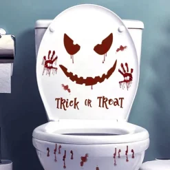 Halloween Wall Stickers, Pumpkin Holiday Decoration Background Wall Bathroom Toilet Stickers