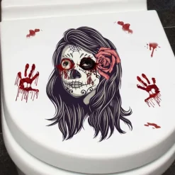 Halloween Wall Stickers, Pumpkin Holiday Decoration Background Wall Bathroom Toilet Stickers