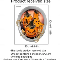 Halloween Wall Stickers, Pumpkin Holiday Decoration Background Wall Bathroom Toilet Stickers