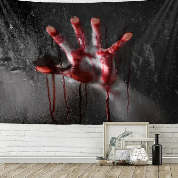 Halloween Wall Tapestry Art Deco Blanket Curtain Hanging Home Bedroom Living Room Decor Horror Bloody Halloween Decorations