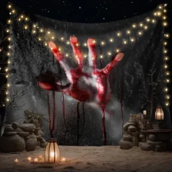 Halloween Wall Tapestry Art Deco Blanket Curtain Hanging Home Bedroom Living Room Decor Horror Bloody Halloween Decorations