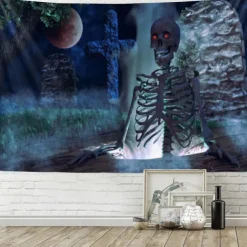 Halloween Wall Tapestry Art Deco Blanket Curtain Hanging Home Bedroom Living Room Decor Horror Bloody Halloween Decorations